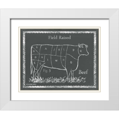 Sectioned Cow White Modern Wood Framed Art Print with Double Matting by Babbitt, Gwendolyn