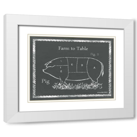 Sectioned Pig White Modern Wood Framed Art Print with Double Matting by Babbitt, Gwendolyn