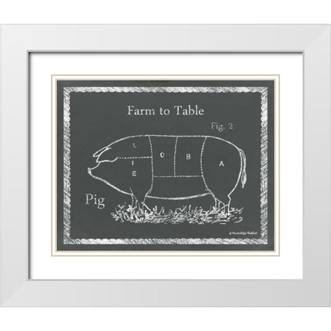 Sectioned Pig White Modern Wood Framed Art Print with Double Matting by Babbitt, Gwendolyn