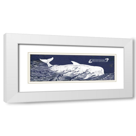 Indigo Whale I White Modern Wood Framed Art Print with Double Matting by Babbitt, Gwendolyn