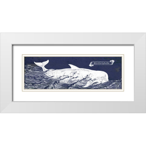 Indigo Whale I White Modern Wood Framed Art Print with Double Matting by Babbitt, Gwendolyn