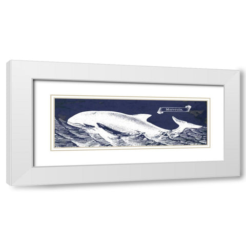 Indigo Whale II White Modern Wood Framed Art Print with Double Matting by Babbitt, Gwendolyn