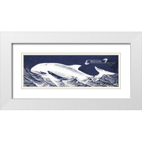Indigo Whale II White Modern Wood Framed Art Print with Double Matting by Babbitt, Gwendolyn