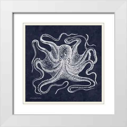 Octopi I White Modern Wood Framed Art Print with Double Matting by Babbitt, Gwendolyn