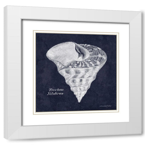 Indigo Shell IV White Modern Wood Framed Art Print with Double Matting by Babbitt, Gwendolyn