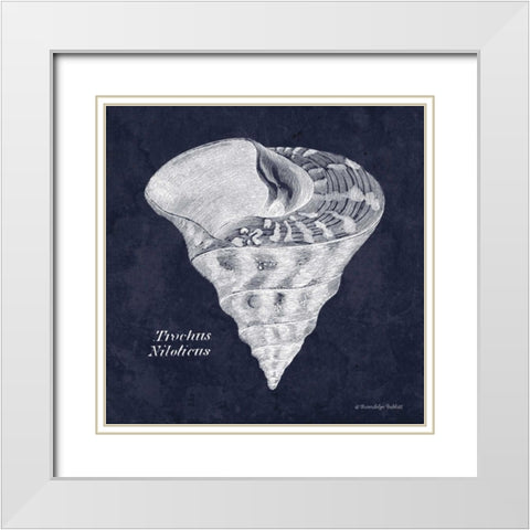 Indigo Shell IV White Modern Wood Framed Art Print with Double Matting by Babbitt, Gwendolyn