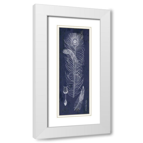 Indigo Feathers II White Modern Wood Framed Art Print with Double Matting by Babbitt, Gwendolyn