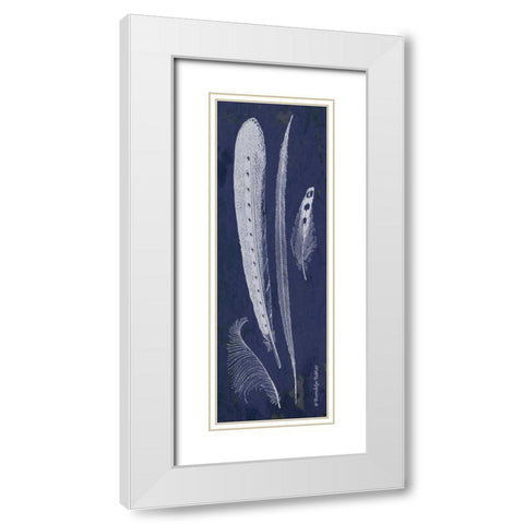 Indigo Feathers IV White Modern Wood Framed Art Print with Double Matting by Babbitt, Gwendolyn