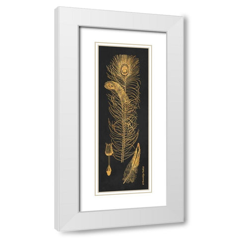 Gold Feathers II White Modern Wood Framed Art Print with Double Matting by Babbitt, Gwendolyn