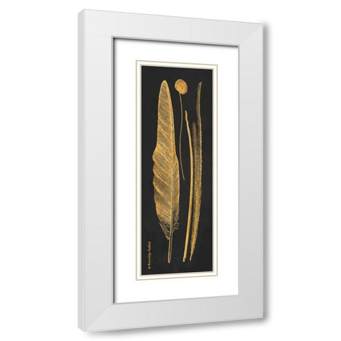 Gold Feathers III White Modern Wood Framed Art Print with Double Matting by Babbitt, Gwendolyn