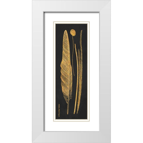 Gold Feathers III White Modern Wood Framed Art Print with Double Matting by Babbitt, Gwendolyn