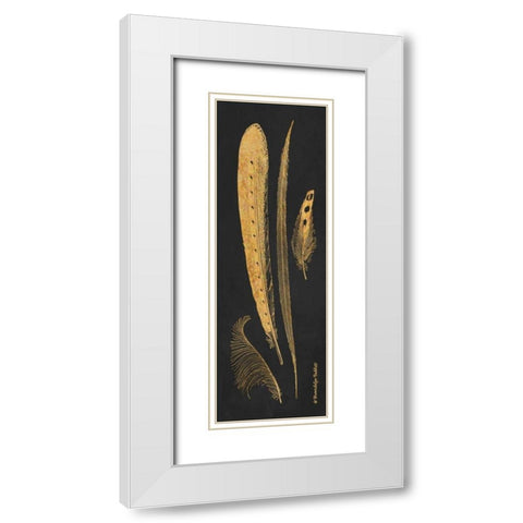 Gold Feathers IV White Modern Wood Framed Art Print with Double Matting by Babbitt, Gwendolyn