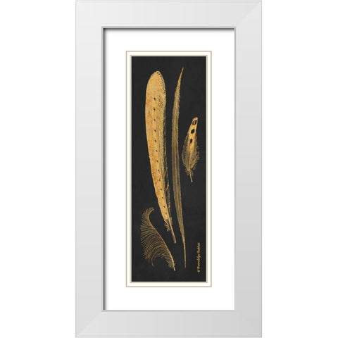 Gold Feathers IV White Modern Wood Framed Art Print with Double Matting by Babbitt, Gwendolyn