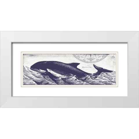 Whale on Cream II White Modern Wood Framed Art Print with Double Matting by Babbitt, Gwendolyn