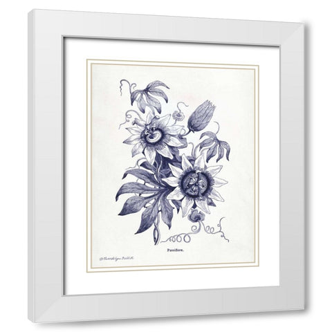Indigo Botanical I White Modern Wood Framed Art Print with Double Matting by Babbitt, Gwendolyn