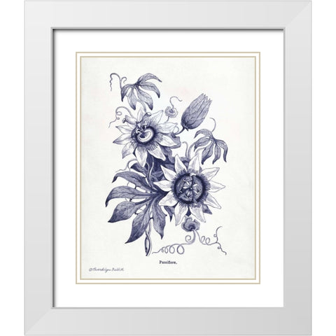 Indigo Botanical I White Modern Wood Framed Art Print with Double Matting by Babbitt, Gwendolyn