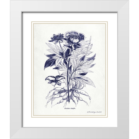Indigo Botanical III White Modern Wood Framed Art Print with Double Matting by Babbitt, Gwendolyn