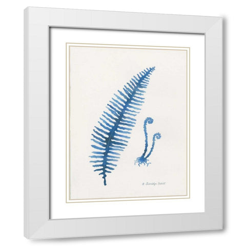 Indigo Fern II White Modern Wood Framed Art Print with Double Matting by Babbitt, Gwendolyn