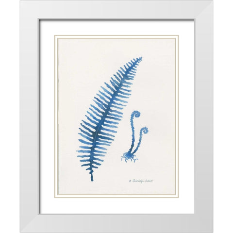 Indigo Fern II White Modern Wood Framed Art Print with Double Matting by Babbitt, Gwendolyn