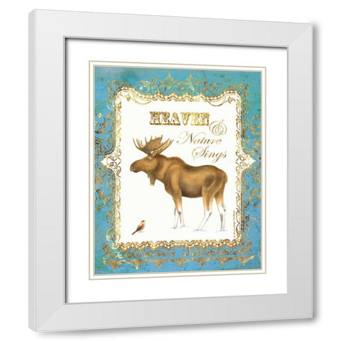 Moose in Snow White Modern Wood Framed Art Print with Double Matting by Babbitt, Gwendolyn