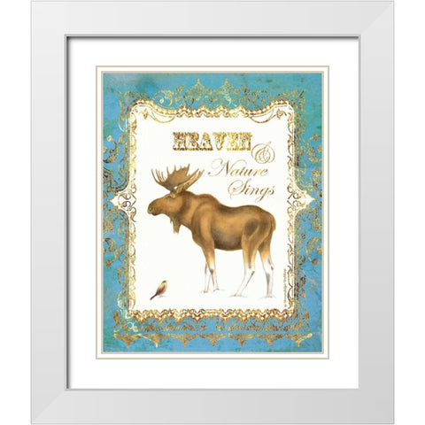 Moose in Snow White Modern Wood Framed Art Print with Double Matting by Babbitt, Gwendolyn
