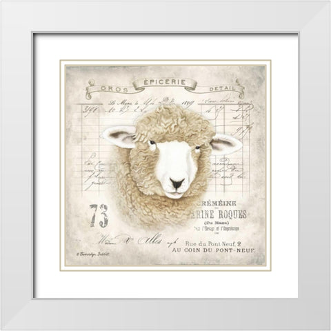 French Sheep White Modern Wood Framed Art Print with Double Matting by Babbitt, Gwendolyn
