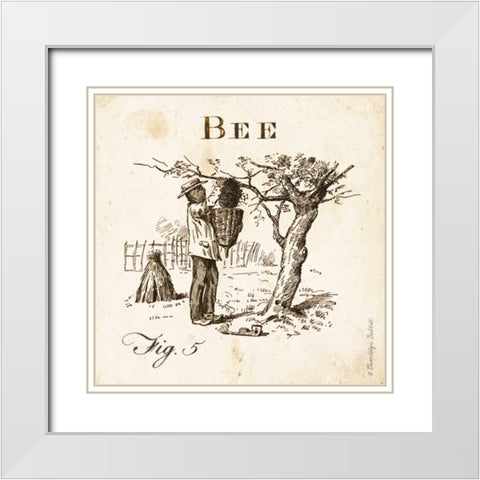 Bee Fig 5 White Modern Wood Framed Art Print with Double Matting by Babbitt, Gwendolyn