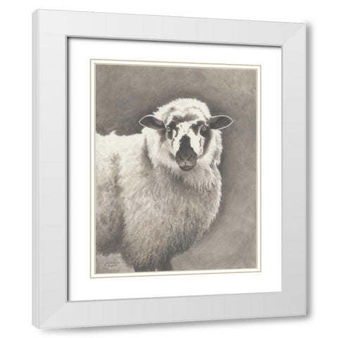 Heirloom Madras Sheep White Modern Wood Framed Art Print with Double Matting by Babbitt, Gwendolyn