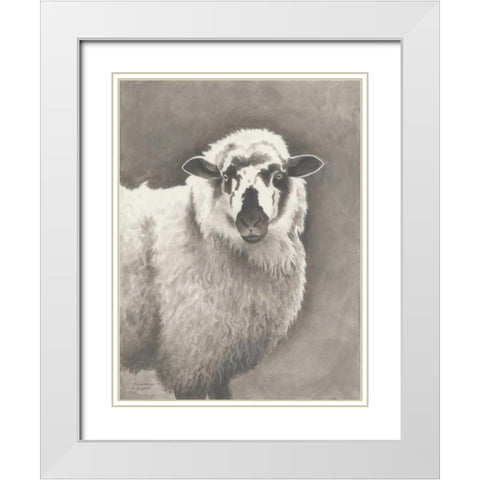 Heirloom Madras Sheep White Modern Wood Framed Art Print with Double Matting by Babbitt, Gwendolyn