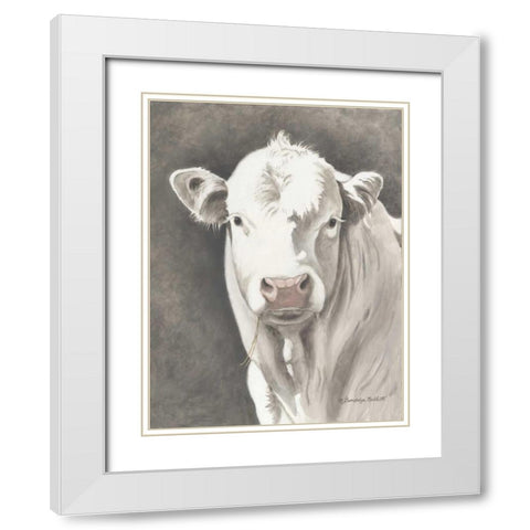 White Bull White Modern Wood Framed Art Print with Double Matting by Babbitt, Gwendolyn
