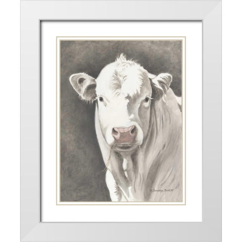White Bull White Modern Wood Framed Art Print with Double Matting by Babbitt, Gwendolyn