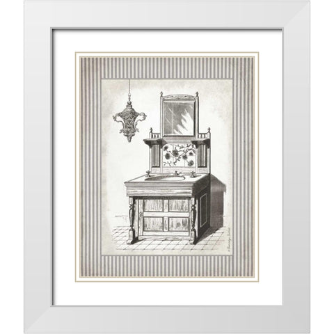 Victorian Sink Stripes II White Modern Wood Framed Art Print with Double Matting by Babbitt, Gwendolyn