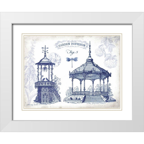 Garden Pavilions Indigo White Modern Wood Framed Art Print with Double Matting by Babbitt, Gwendolyn