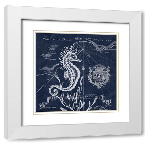 Seahorse on Blue I White Modern Wood Framed Art Print with Double Matting by Babbitt, Gwendolyn