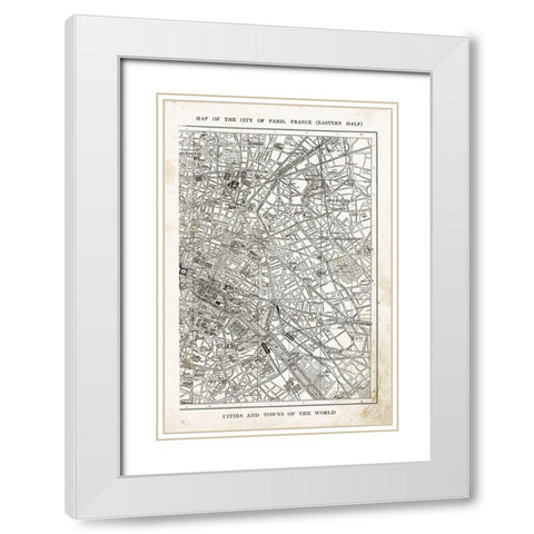 Paris Map II White Modern Wood Framed Art Print with Double Matting by Babbitt, Gwendolyn