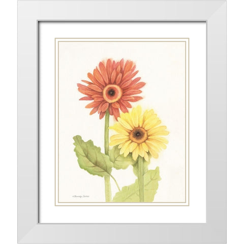 Happy Flowers I White Modern Wood Framed Art Print with Double Matting by Babbitt, Gwendolyn