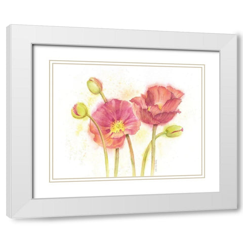 Happy Poppies White Modern Wood Framed Art Print with Double Matting by Babbitt, Gwendolyn