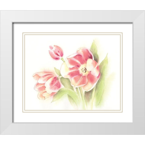 Happy Tulips White Modern Wood Framed Art Print with Double Matting by Babbitt, Gwendolyn