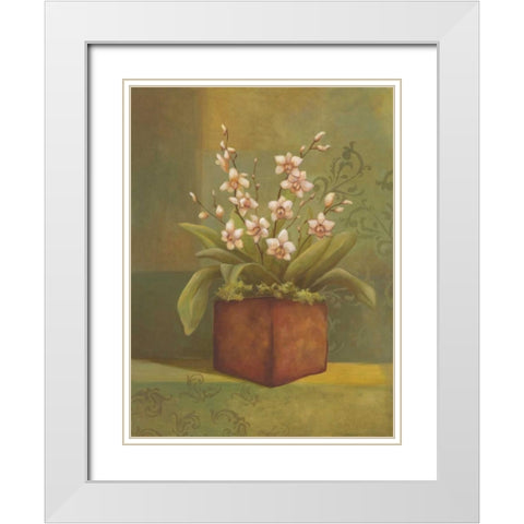 Orchids I White Modern Wood Framed Art Print with Double Matting by Belamar, Ella
