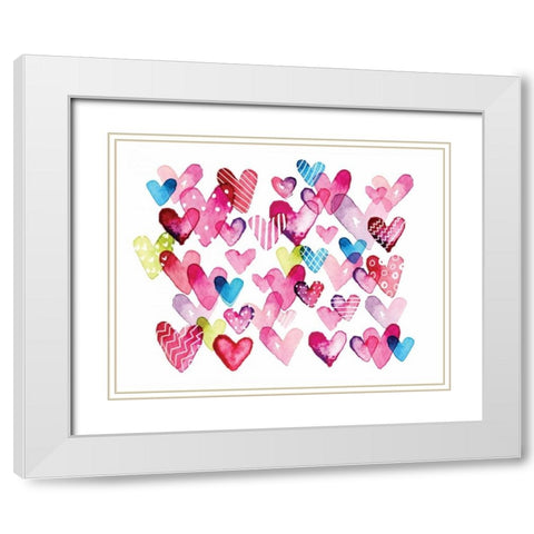 I Heart You Hearts White Modern Wood Framed Art Print with Double Matting by Berrenson, Sara