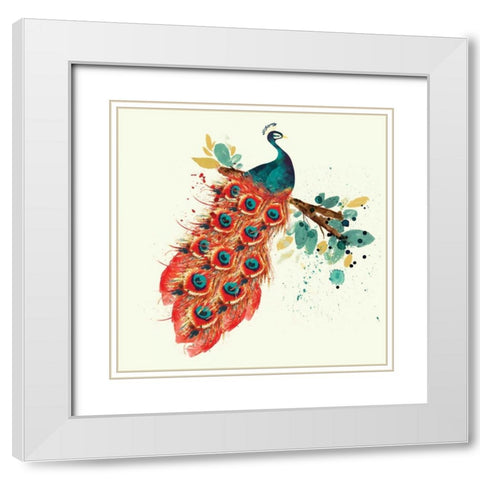 Peacock I White Modern Wood Framed Art Print with Double Matting by Berrenson, Sara