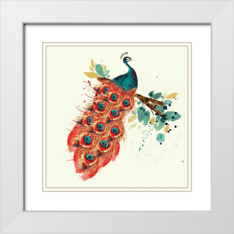 Peacock I White Modern Wood Framed Art Print with Double Matting by Berrenson, Sara