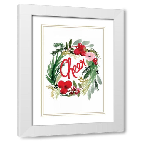 Cheer Wreath White Modern Wood Framed Art Print with Double Matting by Berrenson, Sara