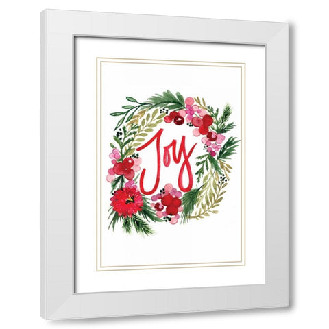 Joy Wreath White Modern Wood Framed Art Print with Double Matting by Berrenson, Sara