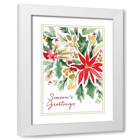 Poinsettia Pine White Modern Wood Framed Art Print with Double Matting by Berrenson, Sara