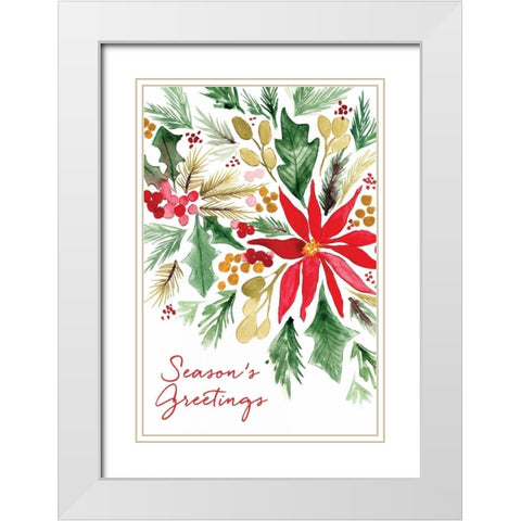 Poinsettia Pine White Modern Wood Framed Art Print with Double Matting by Berrenson, Sara