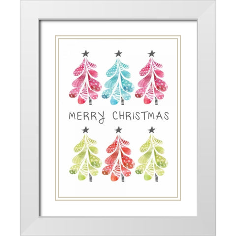 Christmas Trees White Modern Wood Framed Art Print with Double Matting by Berrenson, Sara