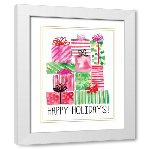 Watercolor Presents White Modern Wood Framed Art Print with Double Matting by Berrenson, Sara