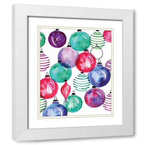 Watercolor Ornaments White Modern Wood Framed Art Print with Double Matting by Berrenson, Sara