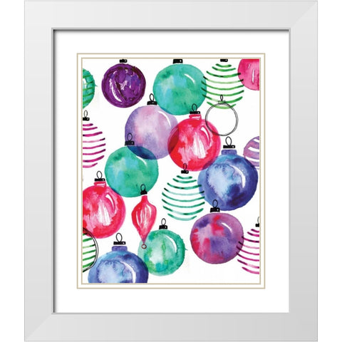 Watercolor Ornaments White Modern Wood Framed Art Print with Double Matting by Berrenson, Sara